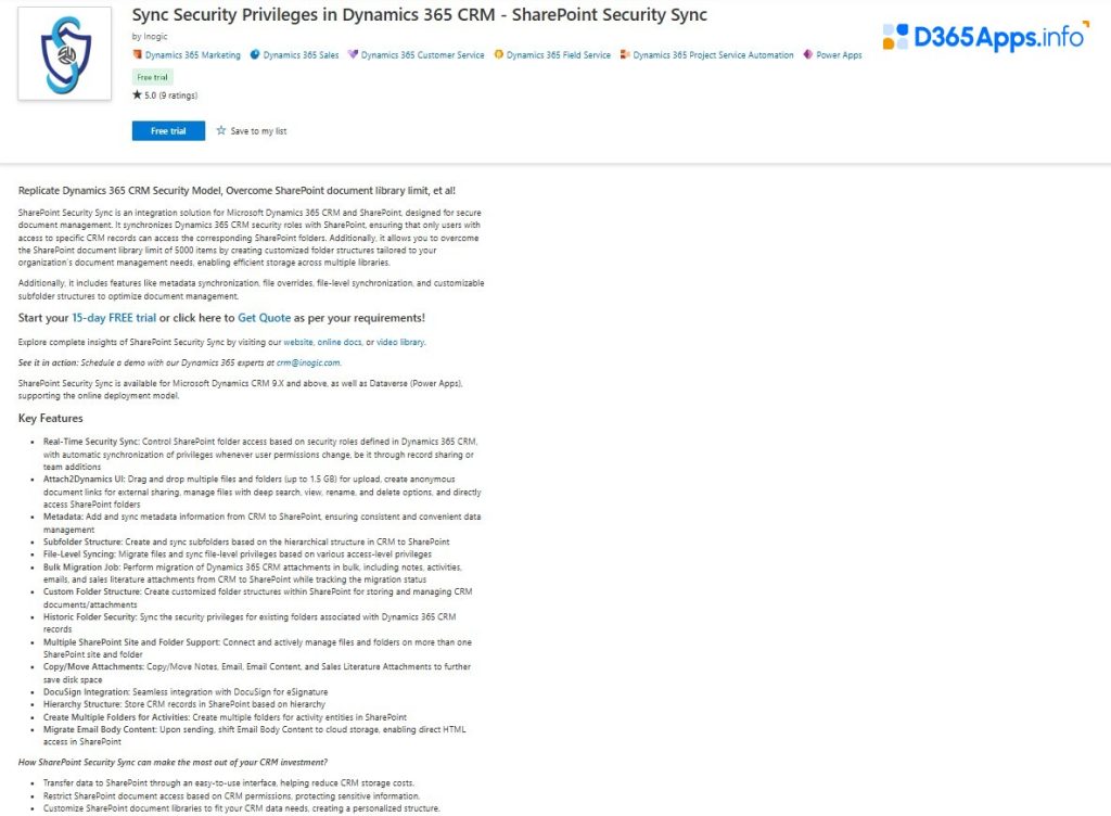 Top IT and Management Tools Dynamics 365 Apps Sync Security Privileges - SharePoint Security Sync