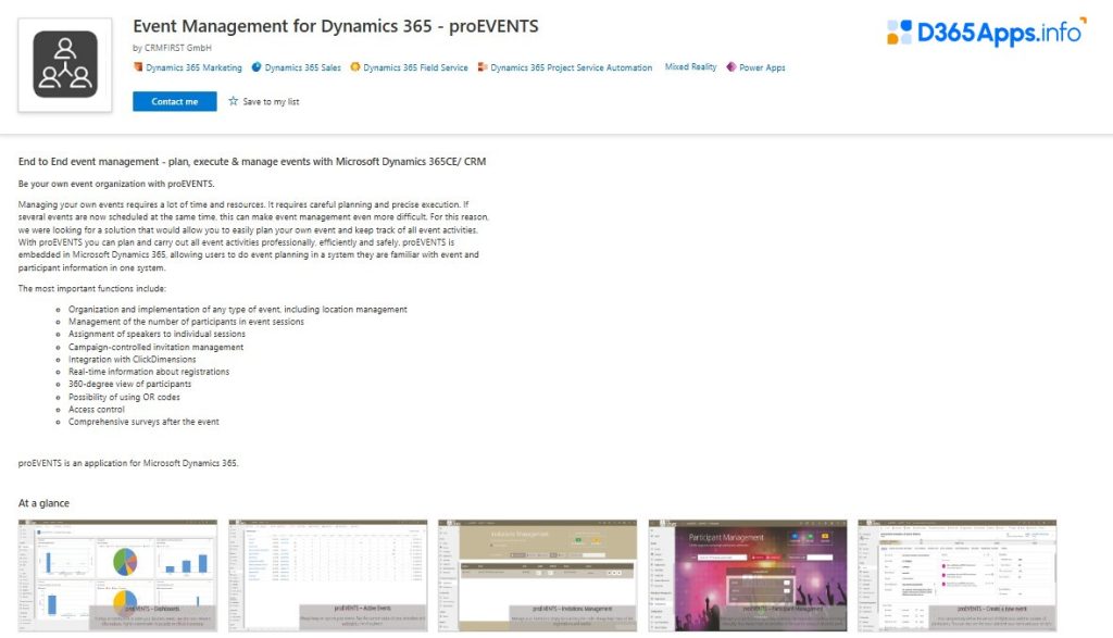 Top Marketing Apps Event Management for Dynamics 365 - proEVENTS