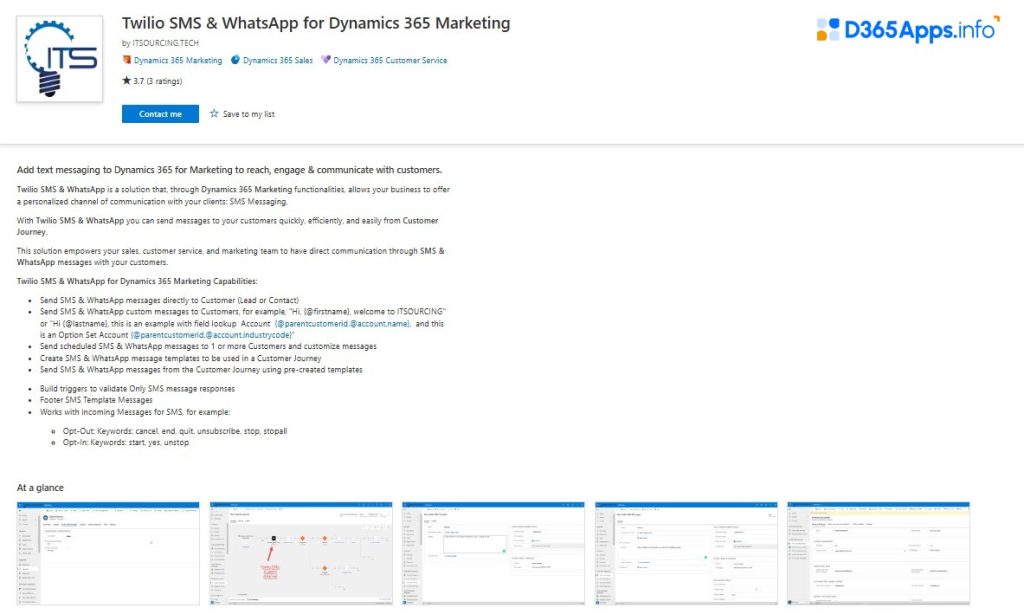 Top Marketing Apps Twilio SMS & WhatsApp for Dynamics 365 Marketing