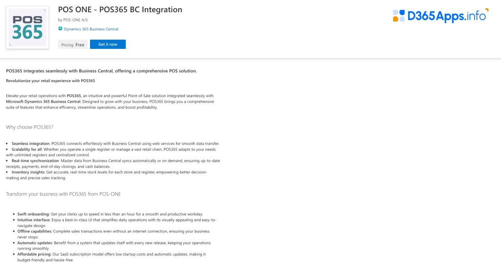 Top Microsoft Dynamics Apps for Professional services POS ONE - POS365 BC Integration