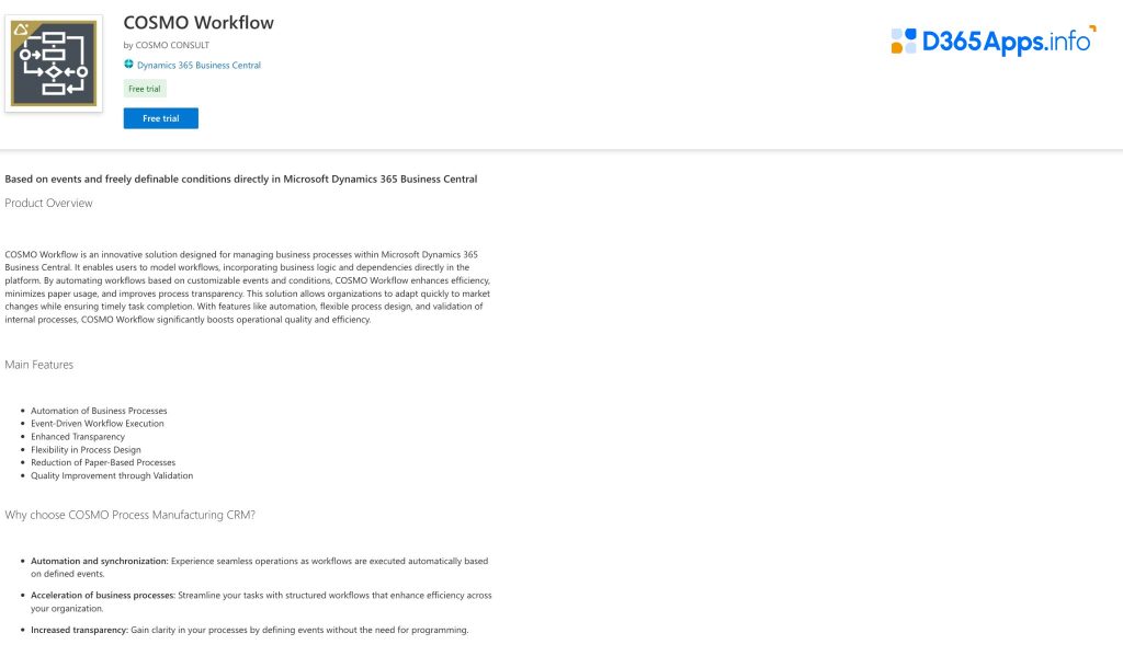 Top Project Management Dynamics 365 Apps COSMO Workflow