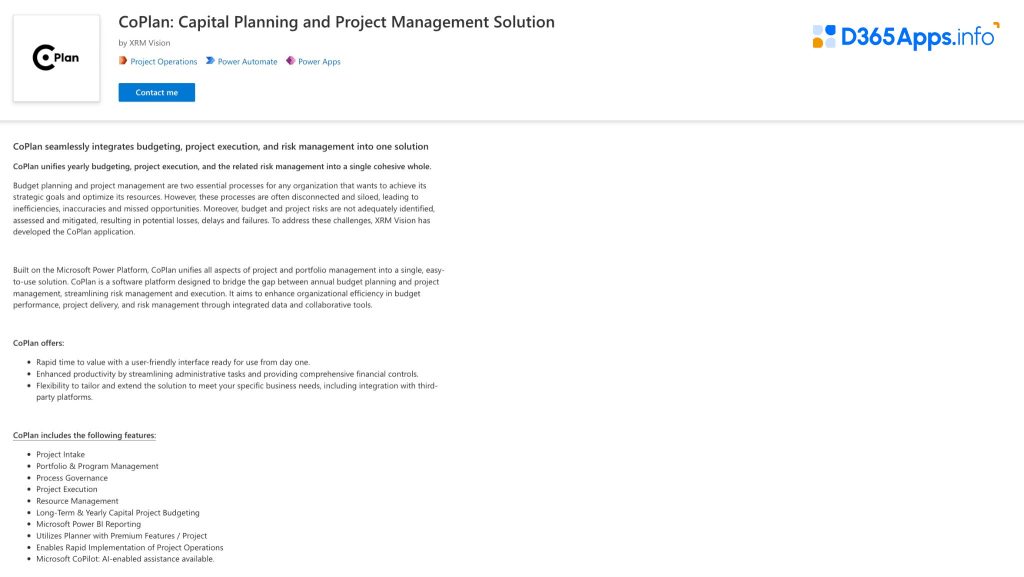 Top Project Management Dynamics 365 Apps CoPlan Capital Planning and Project Management Solu