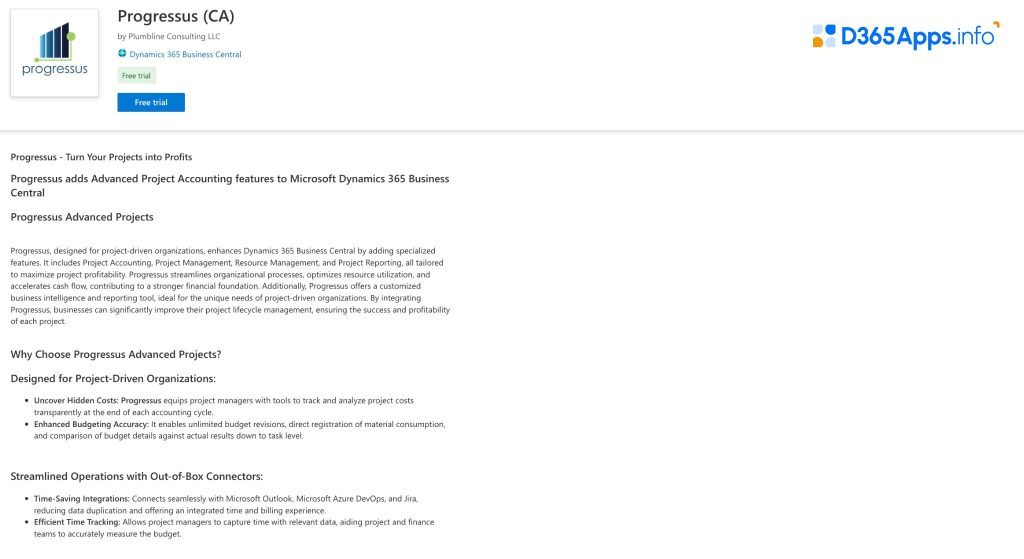 Top Project Management Dynamics 365 Apps Progressus (CA)