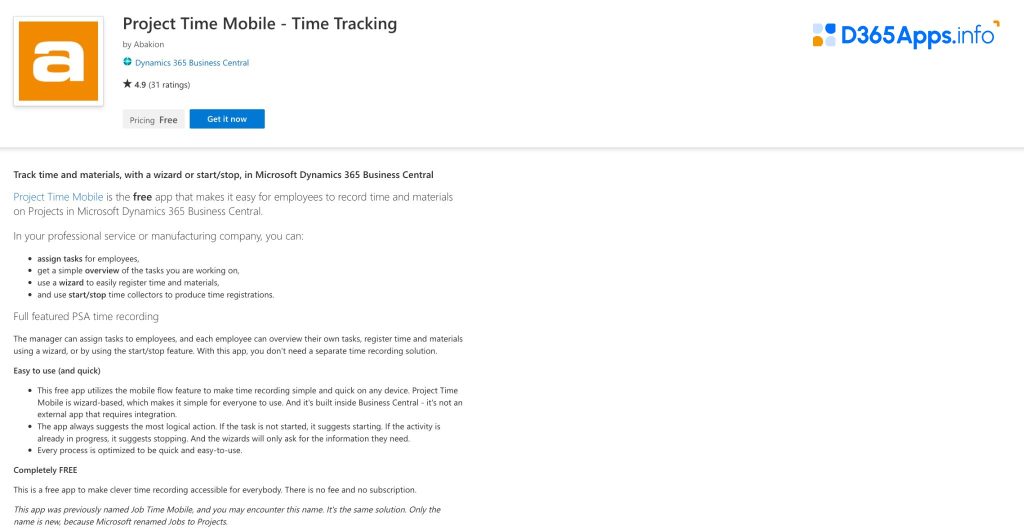 Top Project Management Dynamics 365 Apps Project Time Mobile - Time Tracking