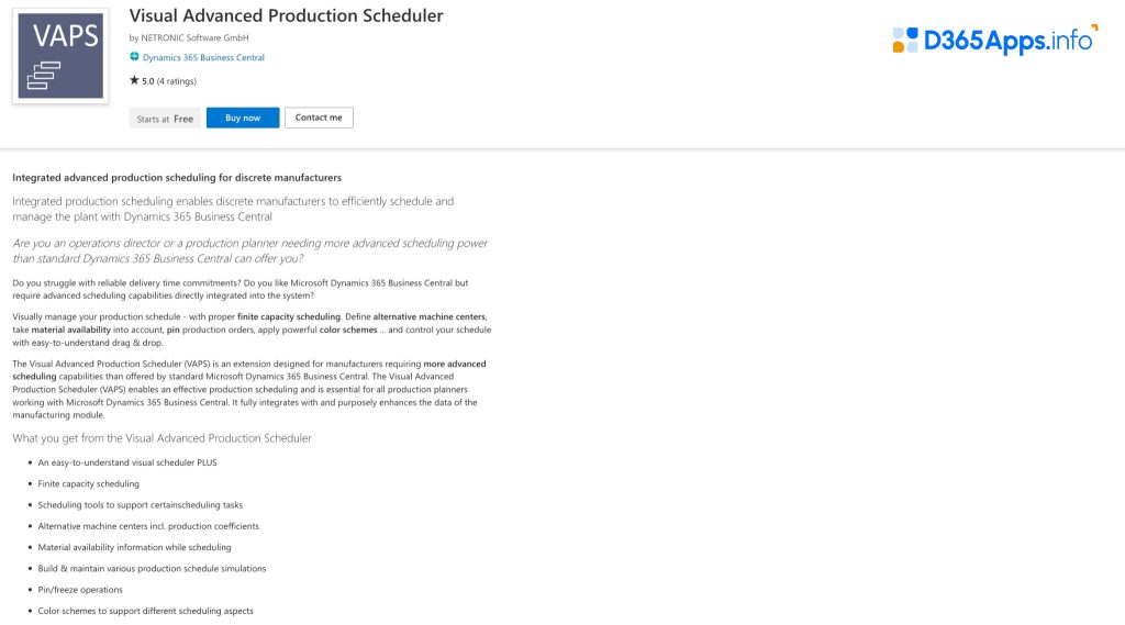 Top Project Management Dynamics 365 Apps Visual Advanced Production Scheduler