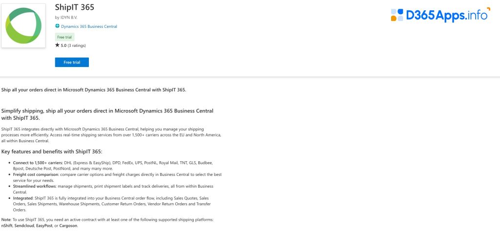 Top Sales Dynamics 365 Apps ShipIT 365