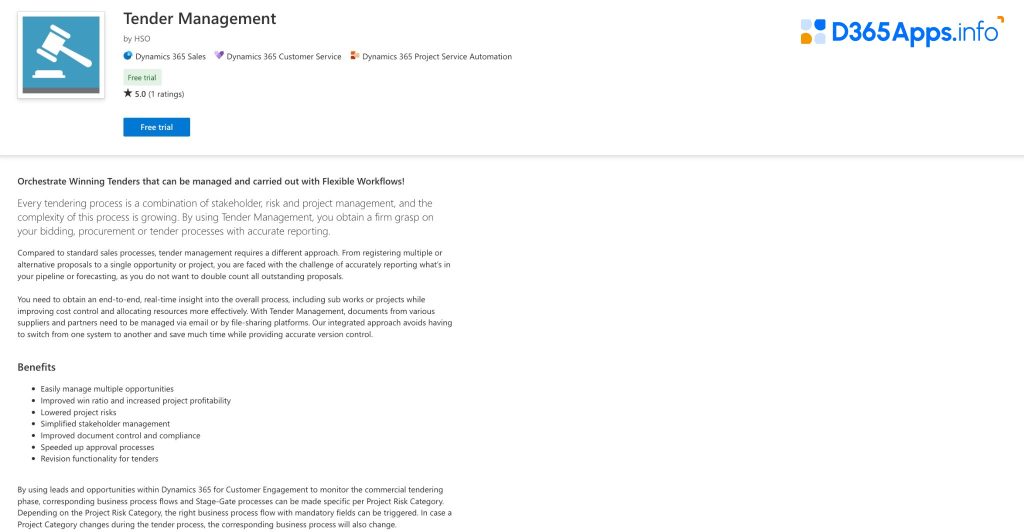 Top Sales Dynamics 365 Apps Tender Management