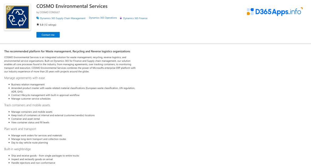 Top Sustainability Dynamics 365 Apps COSMO Environmental Services