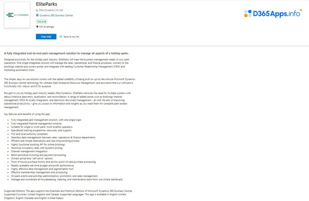 dynamics 365 solution for hospitality and travel EliteParks