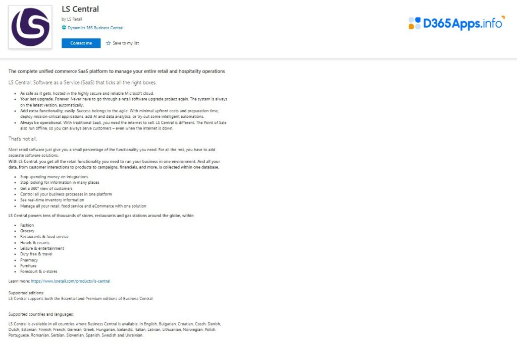 dynamics 365 solution for hospitality and travel LS Central